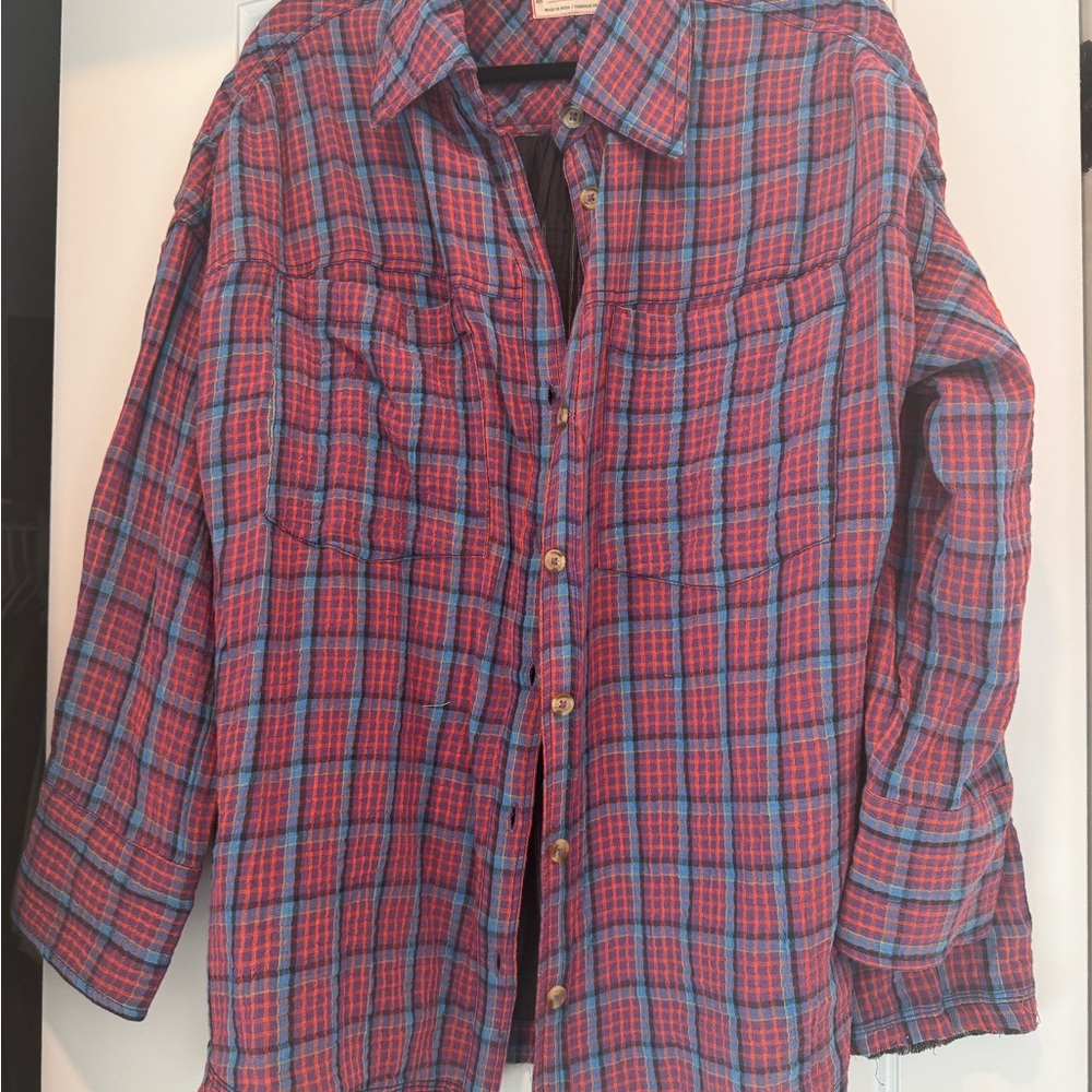 We The Free Red and Blue Plaid Men's Shirt